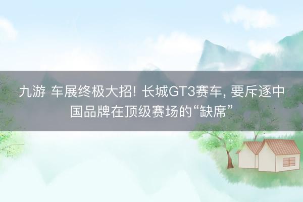 九游 车展终极大招! 长城GT3赛车, 要斥逐中国品牌在顶级赛场的“缺席”